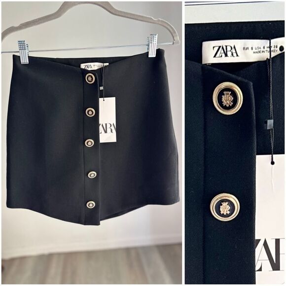 Zara Dresses & Skirts - Zara Black Buttoned Mini Skirt
